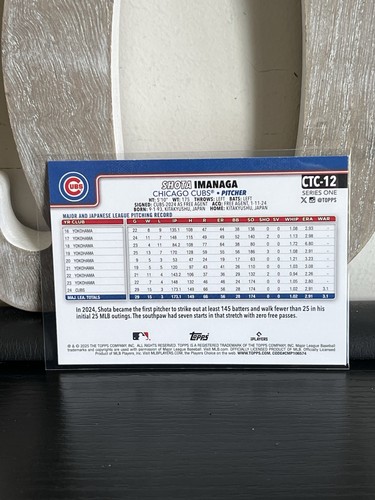 Shota Imanaga Costco Companion (CTC-12) 2025 Topps Serie 1 Chicago Cubs - Imagen 2 de 2