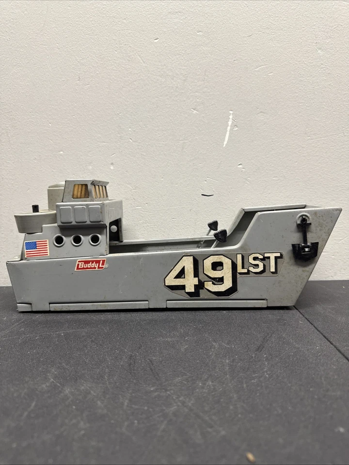 Винтажный Buddy L игрушка армия берег посадочный модуль лодка темно-синий WW2 1960-х металлический аукцион #2 - Изображение 2 из 4