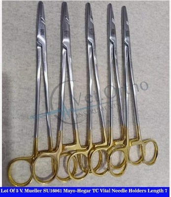 Lot Of 5 V. Mueller SU16061 Mayo-Hegar TC Vital Needle Holder Length 7