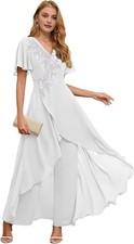 White Chiffon Mother of the Bride / Prom / Formal Pant / Jumpsuit