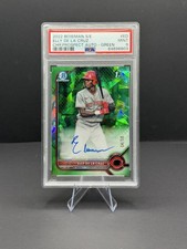 2022 Bowman Sapphire Edition Elly De La Cruz Chrome Prospect Auto Green PSA 9