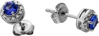 Tansanit Ohrstecker Platin 950 Diamanten 0.15Ct Natur Edelsteine
