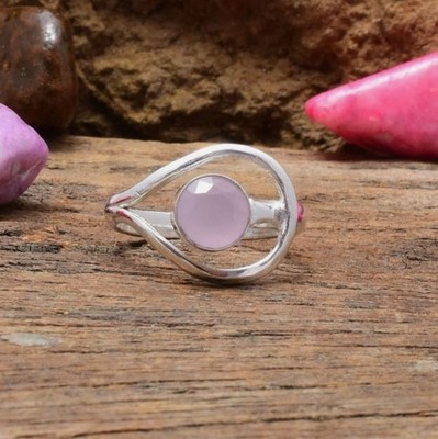 Lush Rosenquarz Edelsteinring 925 Sterling Silber Ringweite S-193A