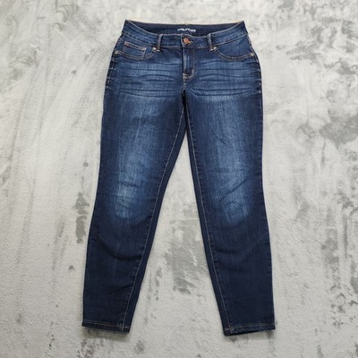 Maurices Jeans Womens M SHORT Blue Dark Wash Mid Rise Skinny Jegging Stretch