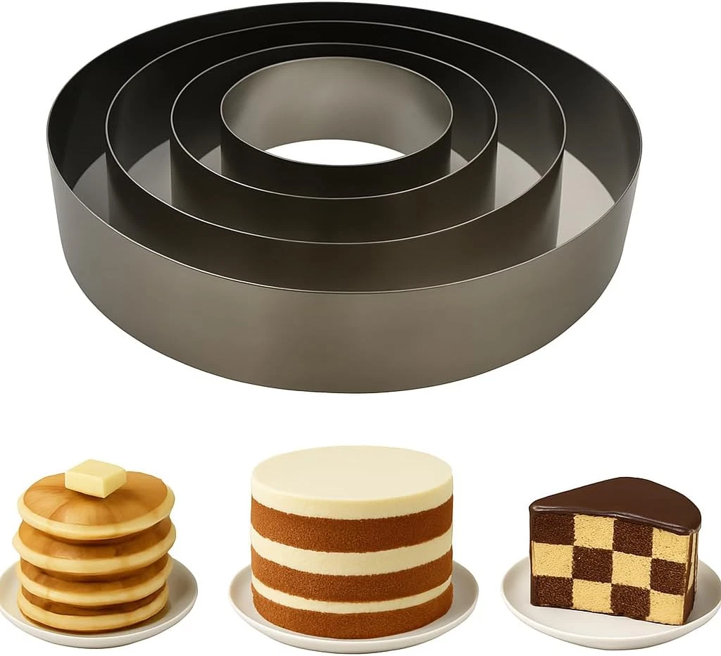 Maystore's Set of 4 Cake Rings 4-6-8-10 Inch – Round Cake Cutter Ring Mold with