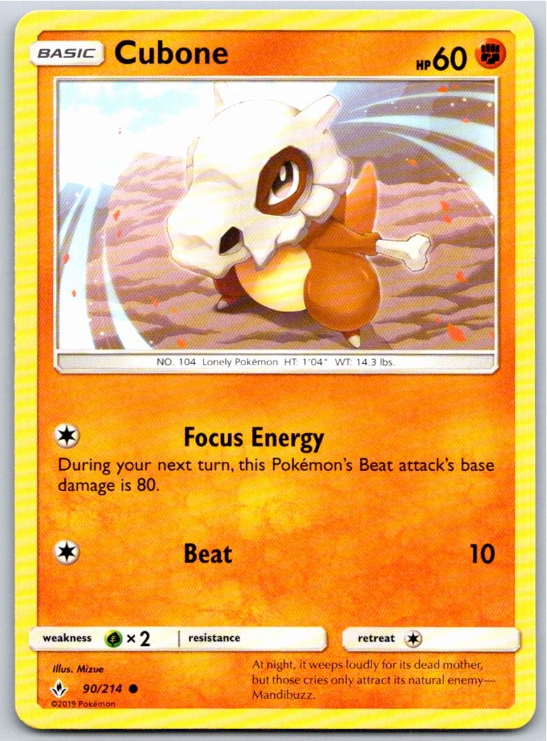 Cubone SM - Unbroken Bonds 90/214 Mizue NM Pokémon Card
