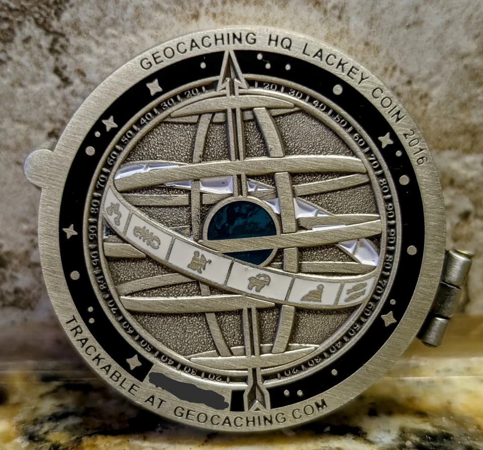 2016 Geocaching HQ Lackey Armillary Sphere Geocoin - Unactivated - Image 2 of 3