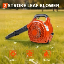 1.1 HP Handheld Gas Leaf Blower 28CC 2 Stroke 490 CFM Air Volume 280 MPH Speed