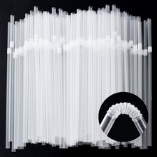 ALINK 500-Pack Clear Flexible Drinking Straws, Plastic Disposable Bendy Straw...
