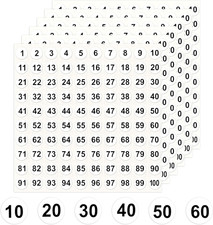 Number Stickers 1-100, 2500 Consecutive Vinyl Stickers Self-Adhesive Small Round