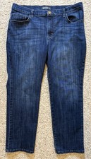 Lee Relaxed Fit Straight Leg Jeans Women s 16 Short Dark Wash Mid Rise Stretch