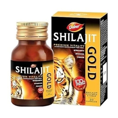 3×Shilajit Gold 20cap By Dabur India Ltd, One Month Diet 2cap×30days
