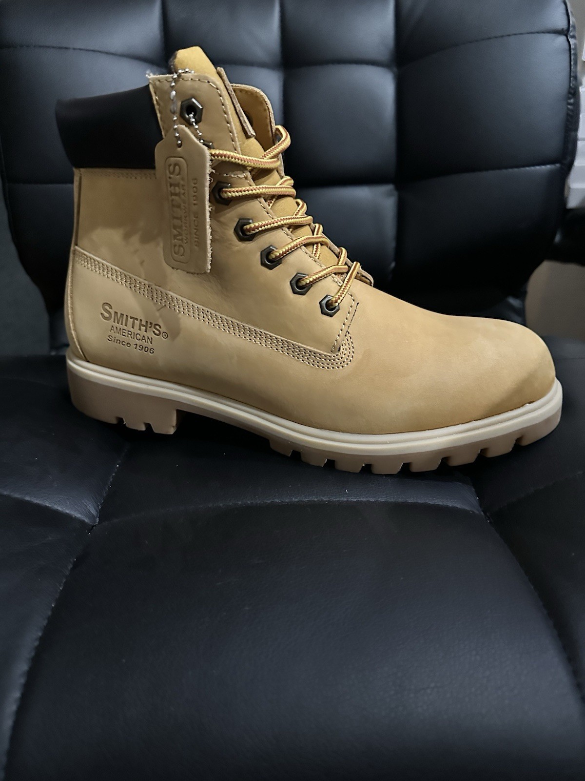 Smith's Workwear Men's Work Boots 6 Classic Wheat Leather