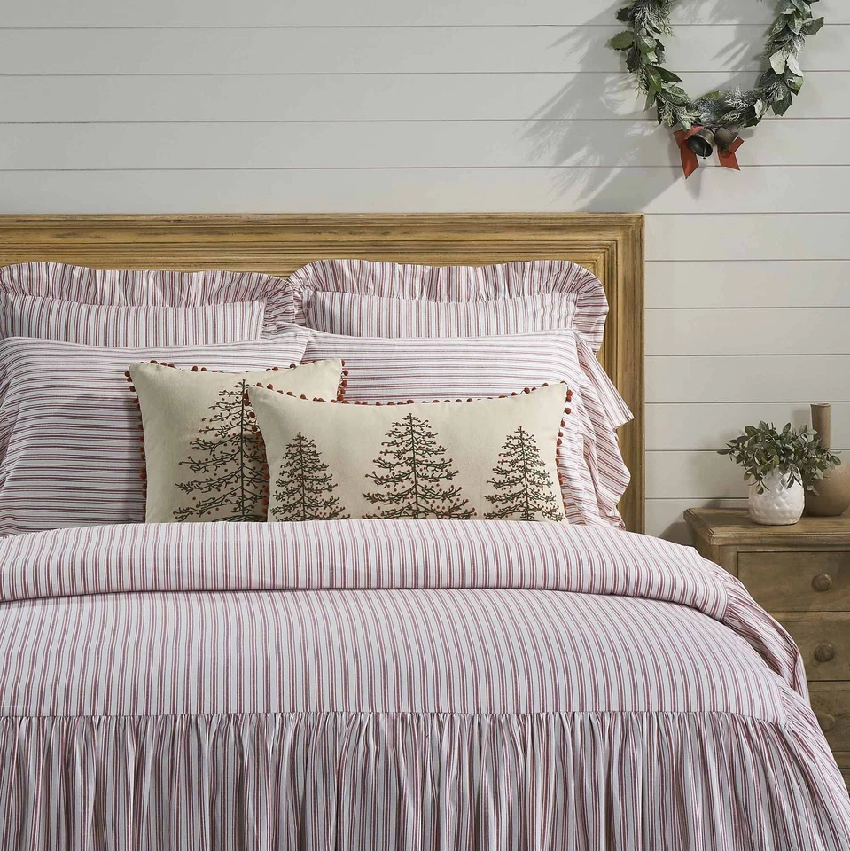 Timeless Ticking Red Embroidered Christmas Tree Throw Pillow Cover, Country F... - Image 2 of 4