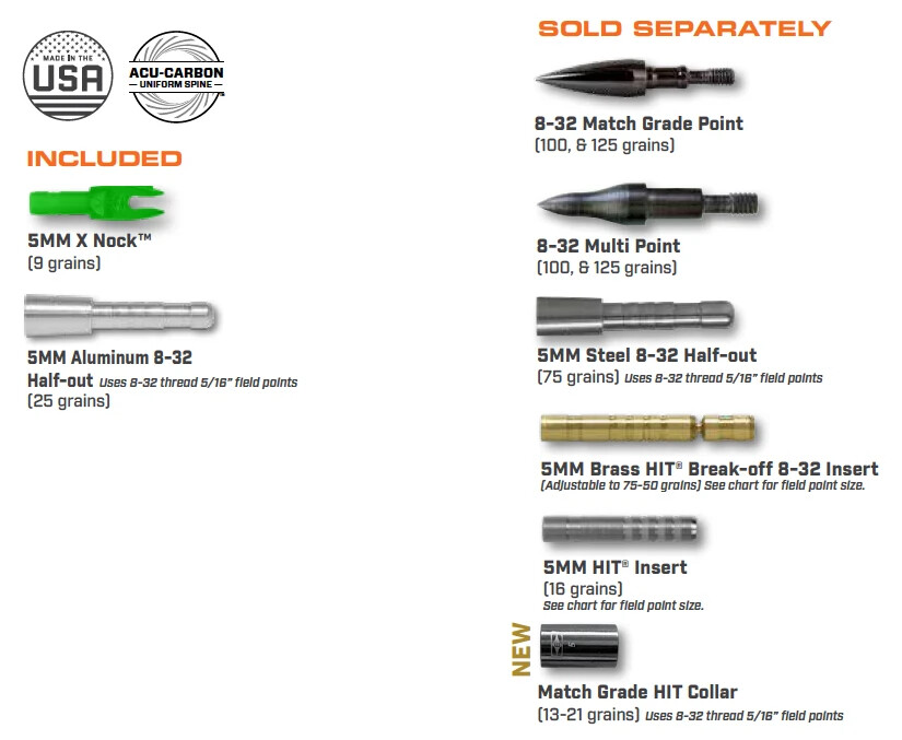 ロッド arrows EASTON 5MM AXIS SPORT ARROWS W/ HALFOUT INSERT 400, 340, 300