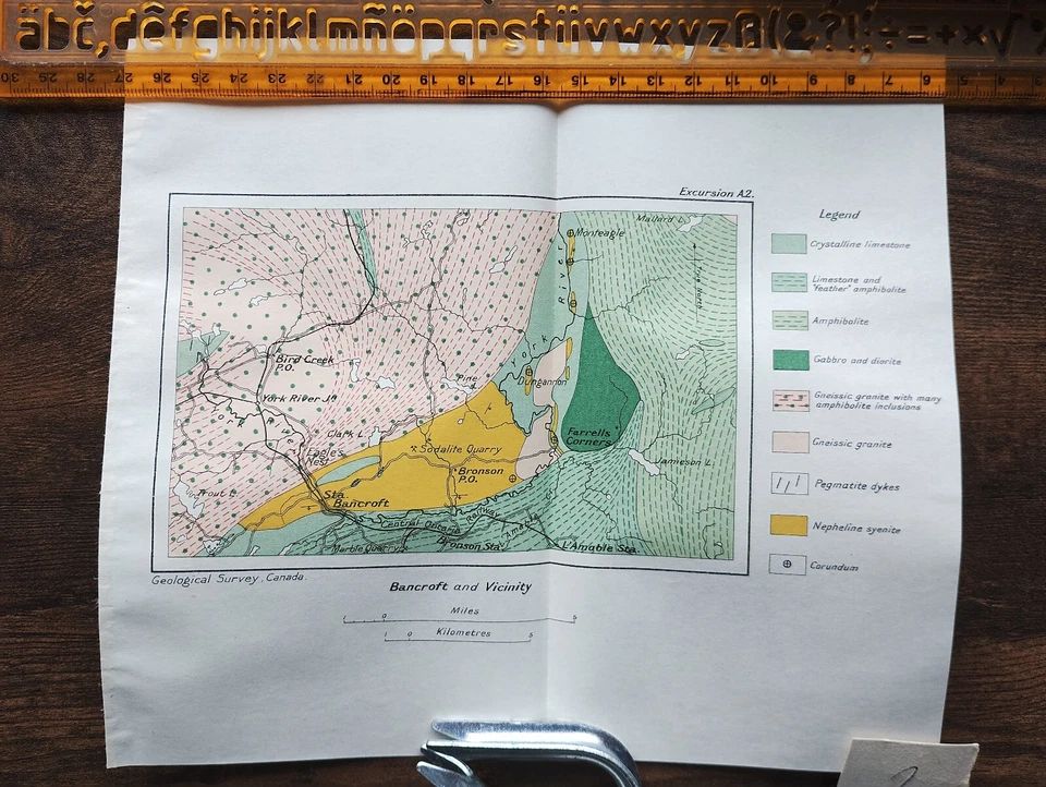 1913 Antique Geological Map of Bancroft, Ontario & Vicinity  - Canada - Image 1 of 1
