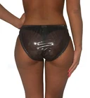 PVC women's brief 20053L black transparent look sexy plastic panties rubber pants