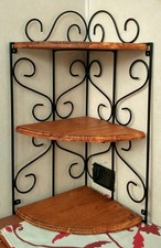 mensola rustica in ferro battuto e legno libreria parete angoliera nera teak