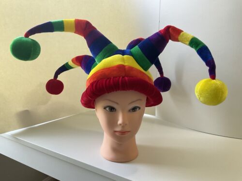 Elope Jester Hat Rainbow Wacky Adjustable Costume Day Mardi Gras - Picture 1 of 8