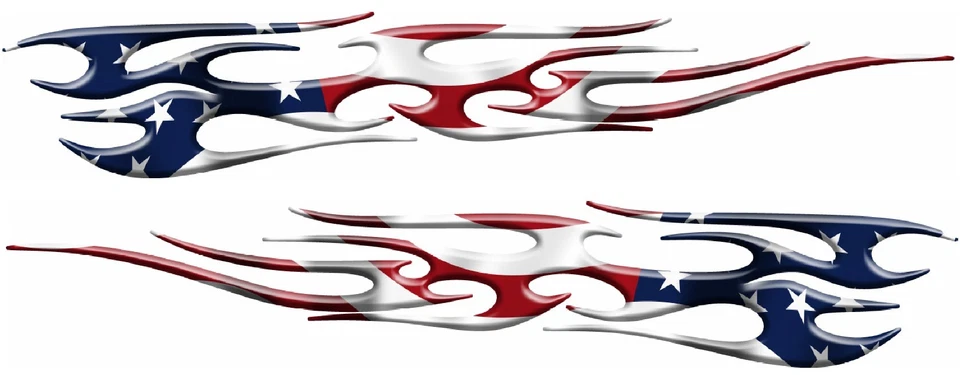 Виниловые наклейки наклейки наклейки упаковка 2-90 дюймов с флагом пламени США для легковых автомобилей грузовиков - Изображение 2 из 3