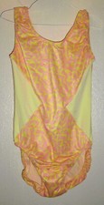 AMS Gymnastics Leotard Adult Medium AM Dance Lycra Rashel Printer Yellow