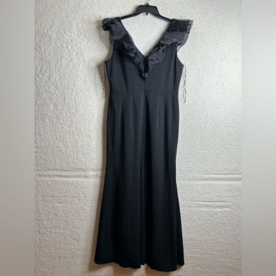 NWT DKNY Womens Black Ruffle Sleeveless V-Neck Maxi Dress Gown SIZE 16 | eBay NWT DKNY Womens Black Ruffle Sleeveless V-Neck Maxi Dress Gown SIZE 16 | eBay