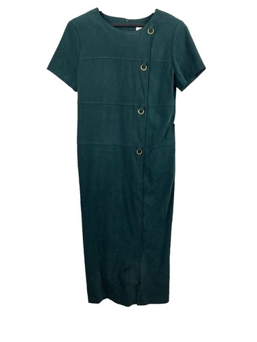 Dressbarn Dress Women 6 Green Floral Sheath Long V-Neck Short Sleeve Lined  | eBay