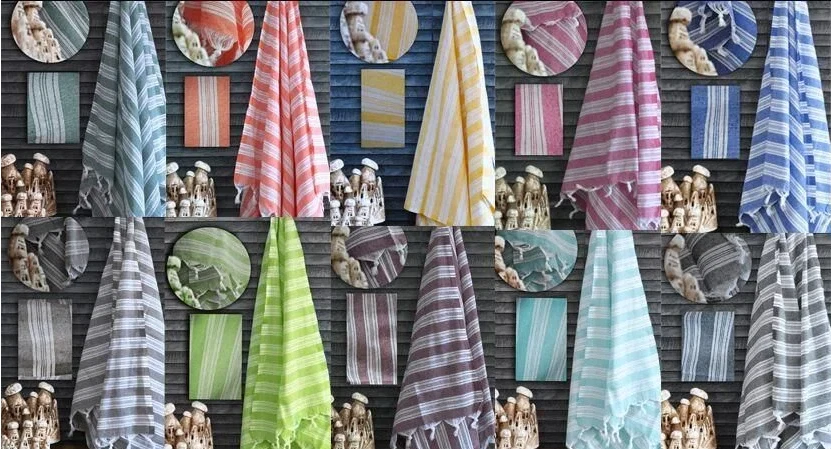 Beach Striped Cotton Towel 40x70 Inc – Quick Dry Bath Blanket Turkish Peshtemal - Image 2 of 4