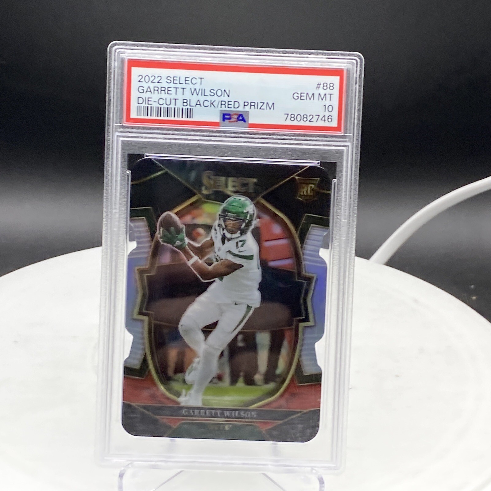 2022 Panini Select Garrett Wilson Die-Cut Black/Red Prizm #88 PSA 10 Jets Rookie
