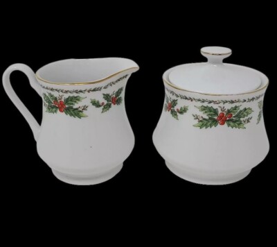 Christmas Holly Lane Berries Lidded Sugar Bowl & Creamer-Centurion Collection