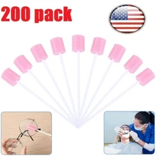 200x Disposable Oral Care Sponge Swabs Tooth Cleaning Mouth Swab With Stick