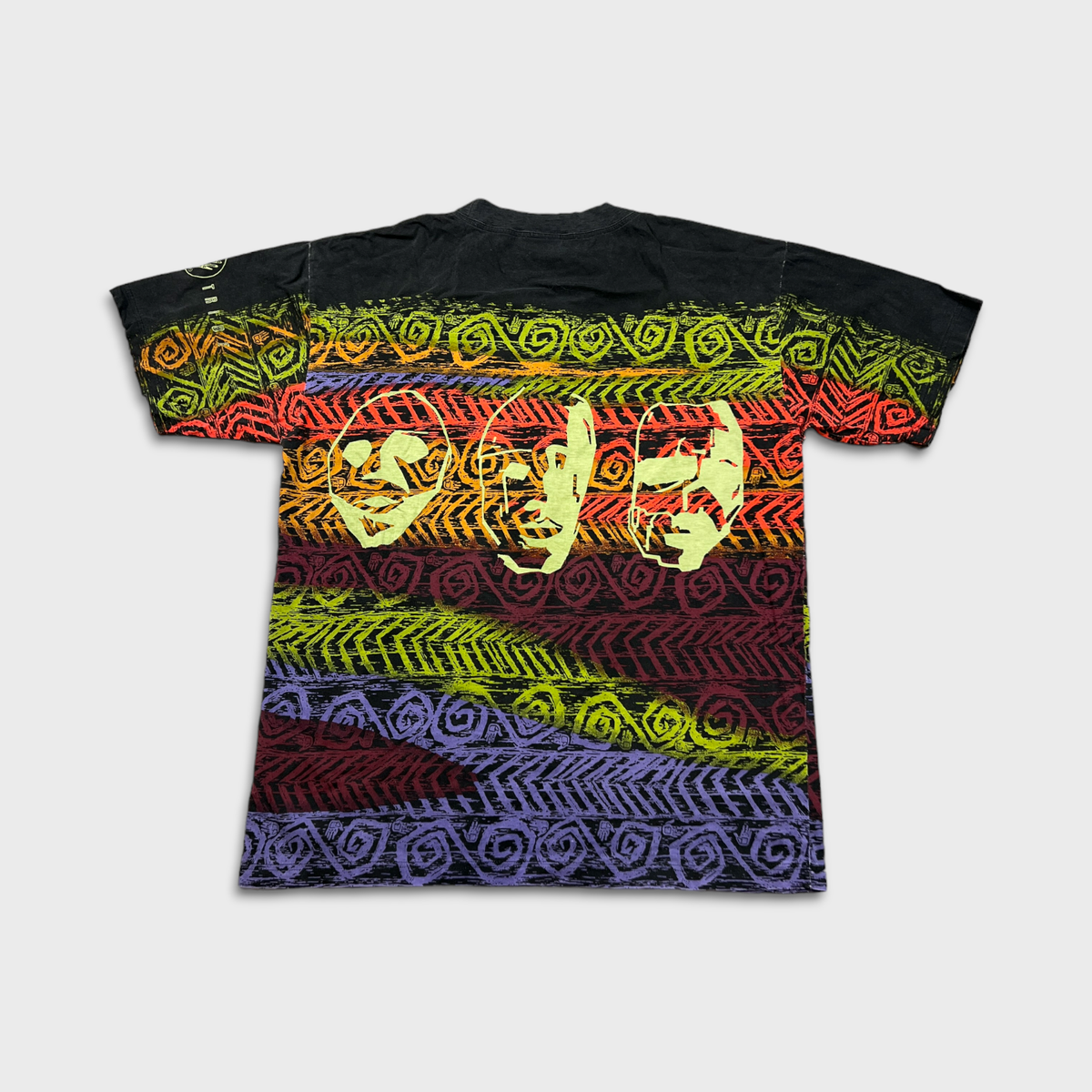 VTG 1992 Body Glove T Shirt Mens XL Black AOP Tribal Mask Rare