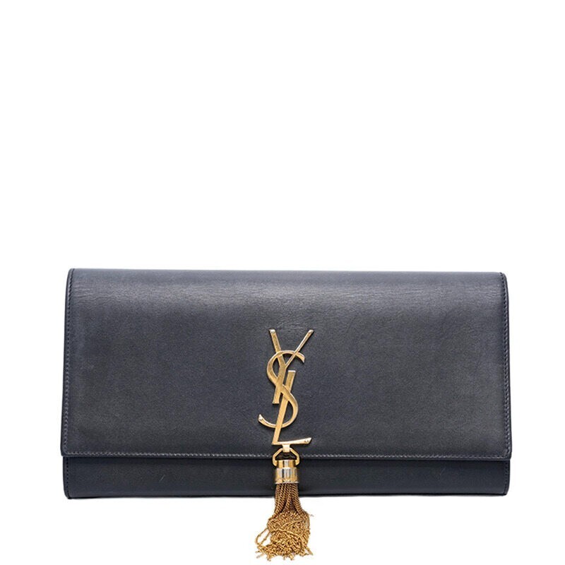 Pochette Saint Laurent nera Kate nappa oro