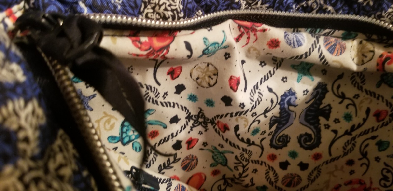 VERA BRADLEY Iconic Triple Zip Seahorse of Course … Gem