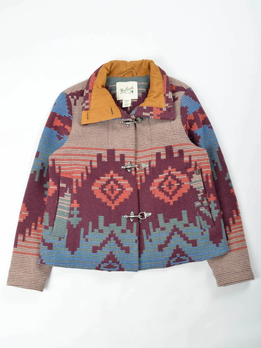 Woolrich Aztec Indians Women s Wool Colorful Coat Jacket Size M