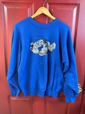 Vintage Teddy Bear Graphic Print Blue Crewneck Sweatshirt Sz XL Made In USA