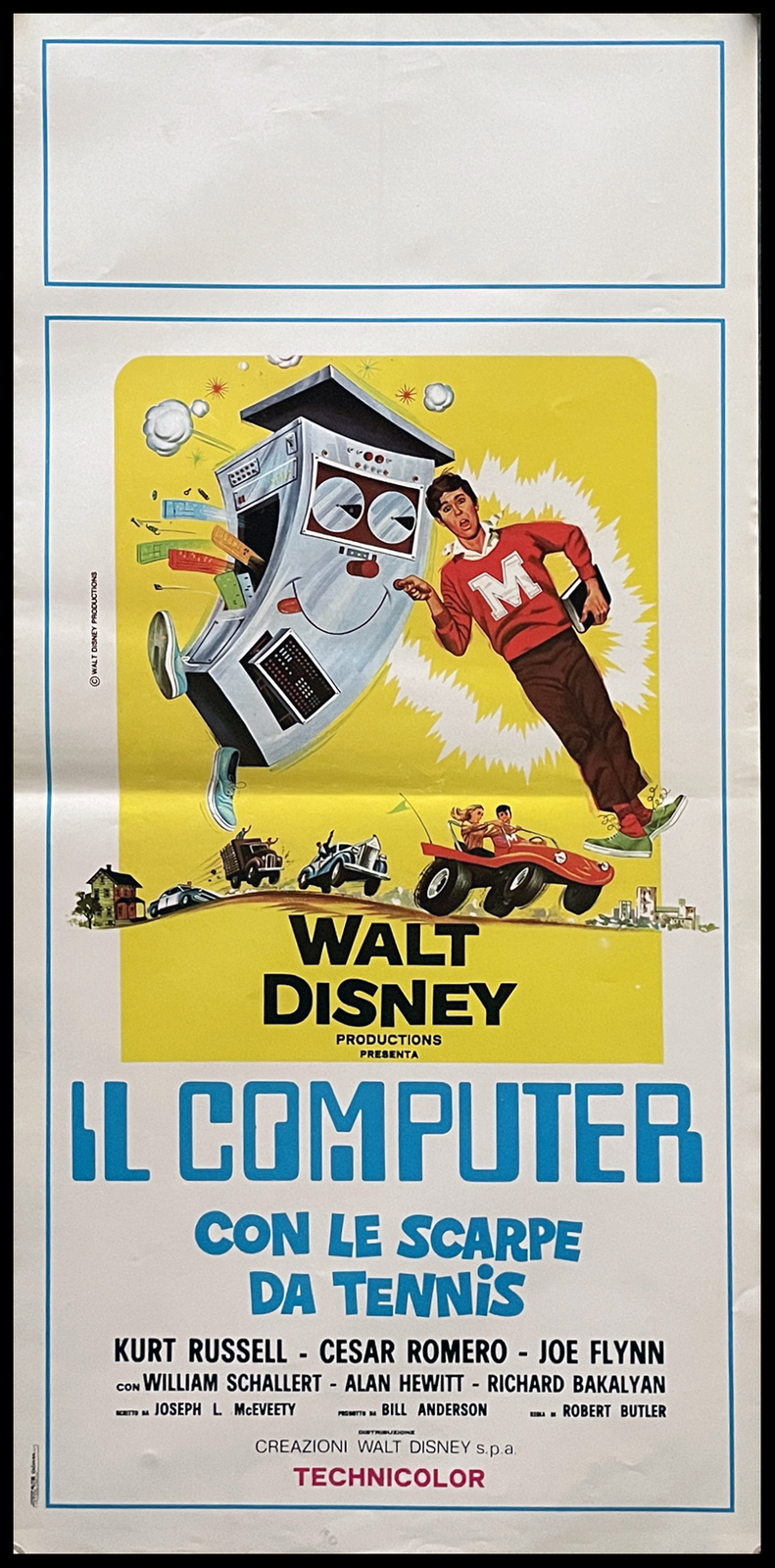 Locandina originale film Il computer con le scarpe da tennis (1969) - Regia di Robert Butler