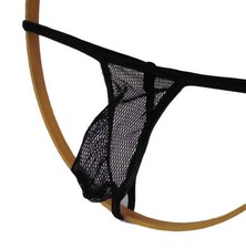 Men's MICRO G String Thong Back Choice JET BLACK FISH NET made USA 1 day ship