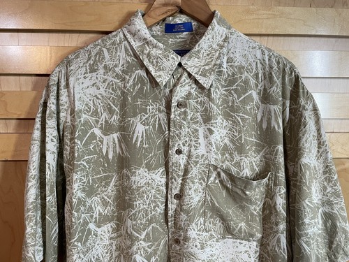 Pendleton Men’s 100% Silk Short Sleeve Buttons Up Shirt Size XL Pocket Tan - Picture 2 of 10