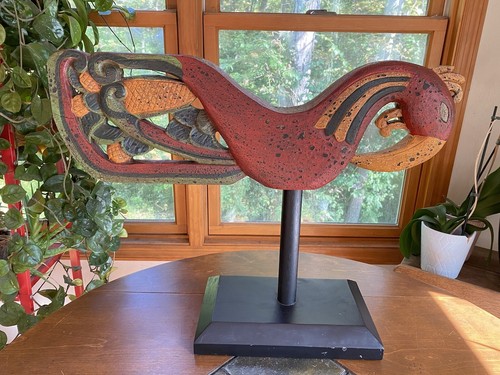 SCULTURA GALLO VINTAGE STATUA POLLO Maya Astratta 25X20” - Foto 7 di 12