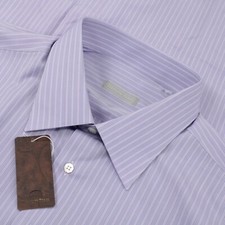 Stefano Ricci NWT Dress Shirt Size 18.5 47 In Light Purple With Blue Stripes