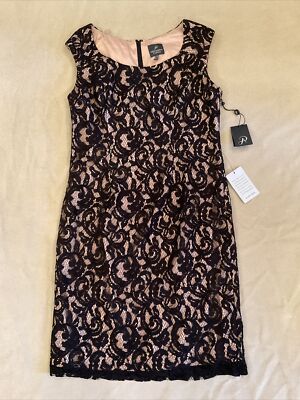 NEW Adrianna Papell Black Sleeveless Lace Sheath Dress Size 12 Holiday  Party Nwt | eBay
