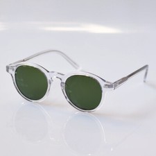 Round J Depp Green Sunglasses Mens Clear acetate frame green glass round lenses