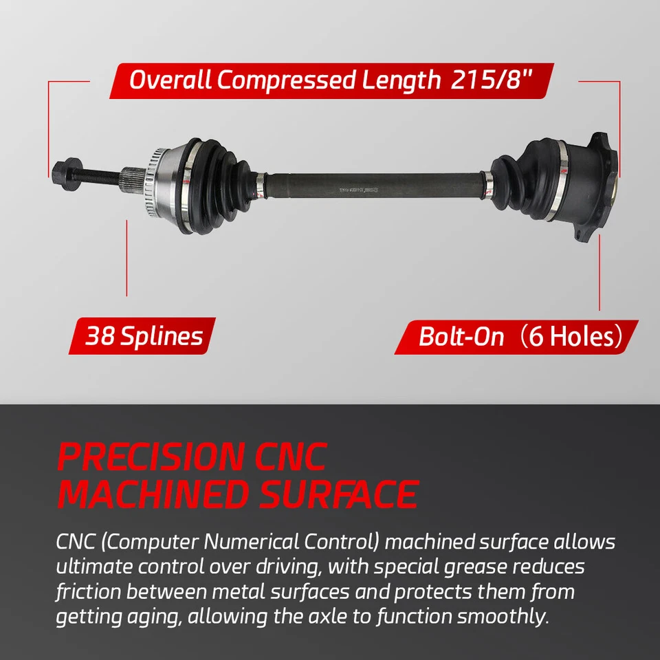 Eje delantero izquierdo CV para Audi A6 1999-2004 1998-2001 A6 Quattro V6 automático Foto 2 de 4