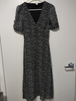 Summer Divide H&M Black Multicolor Floral Midi Light Dress- Size 32 Eur - 3XS US