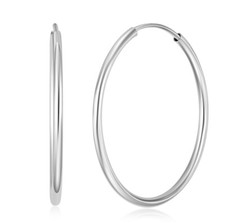 Wellingsale 14k White Gold 1.5mm Endless Classic Hoop Earrings 27 x 27 mm 