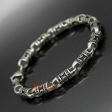 Retro Stainless Steel Tibetan Tribal Totem Chain Bracelet Men's Women's Necklace