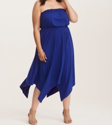Torrid Cobalt Blue Smocked Jersey Tube Dress 1X 14 16 #06860