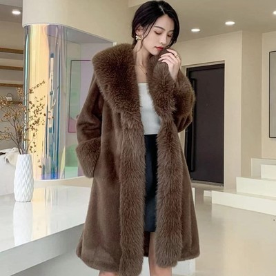 New Winter Imitation Fox Warm Fur Coat Fashion Soft Fur Mid Long Thicken  Jackets
