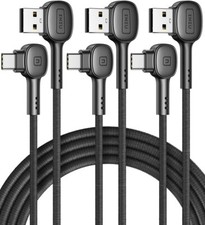 USB C Charger Cable,90°Degree [2+2+0.5m] Type C 3.1A QC Fast Charging, Pack of 3